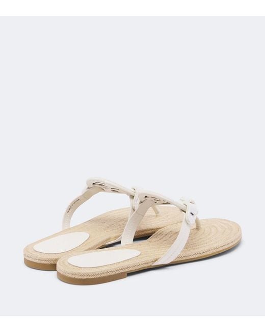 Tory Burch White Miller Beaded Thong Sandals