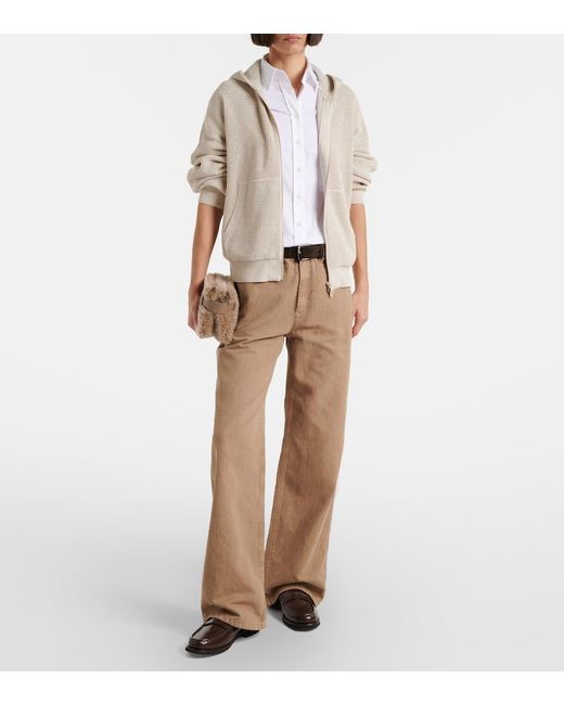 Brunello Cucinelli Brown Mid-Rise Cotton And Linen Wide-Leg Pants
