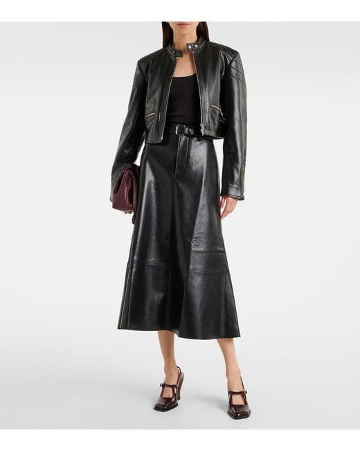 Citizens of Humanity Black Cassia Faux Leather Midi Skirt