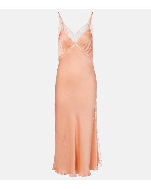 Poupette Pink Luli Lace-Trimmed Satin Slip Dress