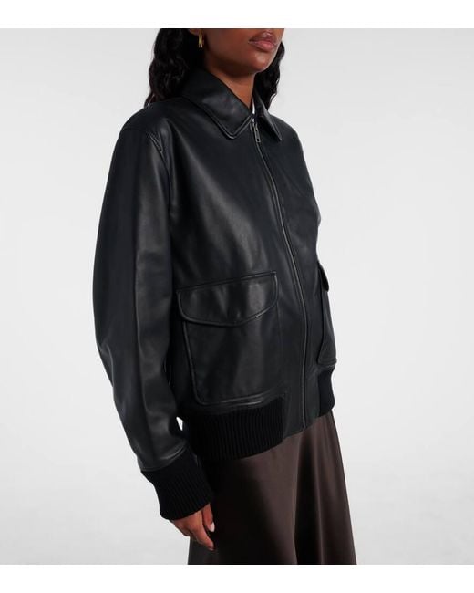Ralph Lauren Black Coale Leather Bomber Jacket