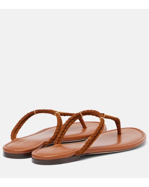 Tom Ford Brown Braided Leather Thong Sandals