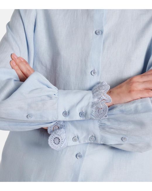 Valentino Blue Broderie Anglaise Linen Shirt