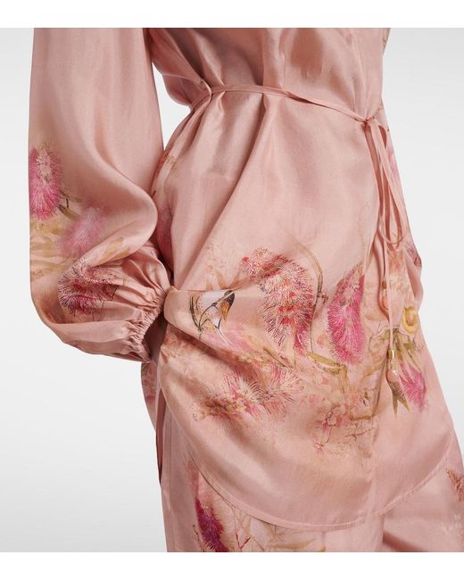 Zimmermann Pink Silk Cascadian Tunic Top
