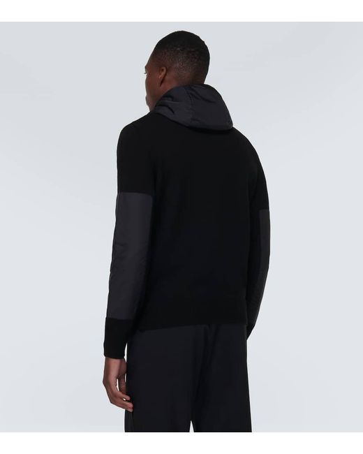 3 MONCLER GRENOBLE Black Hooded Wool-blend Cardigan for men