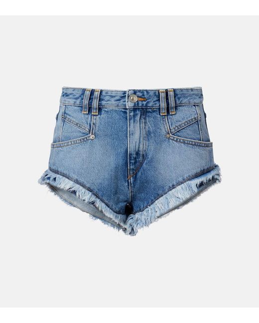 Isabel Marant Blue High-Rise Jeansshorts Eneidala