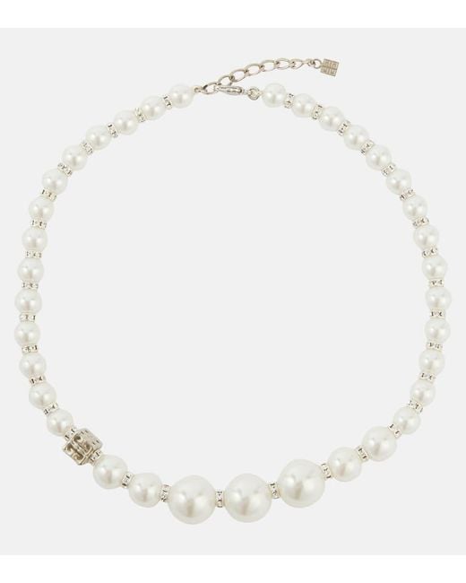 Collana con perle bijoux e Swarovski® di Givenchy in White