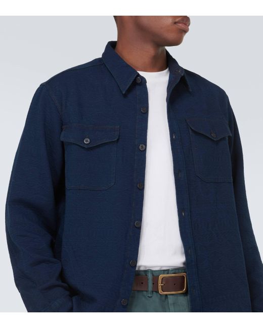 RRL Blue Jacquard Cotton-blend Overshirt for men