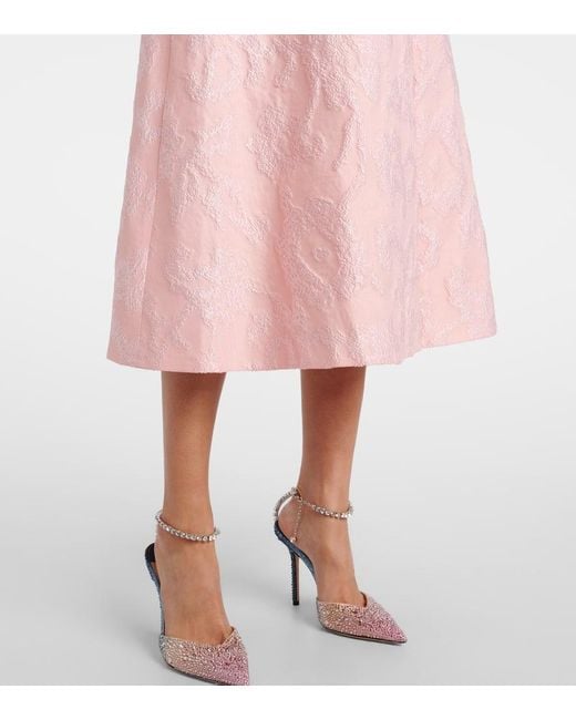 Emilia Wickstead Pink Glenda Embroidered Crepe Midi Dress