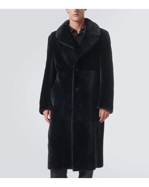 Loro Piana Black Emiliano Shearling Coat for men