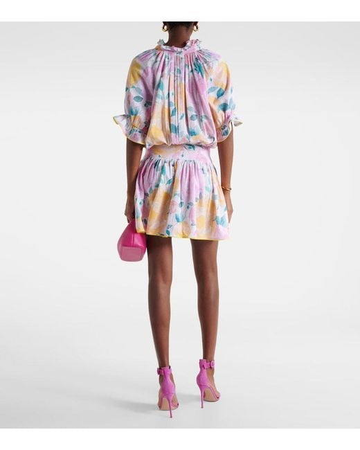 Juliet Dunn White Linen Look Blouson Dress