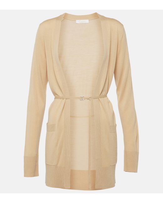 Chloé Natural Belted Wool Cardigan