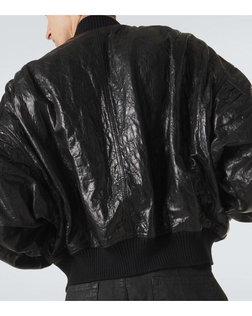 Rick Owens Black Secchia Flight Leather Bomber Jacket for men