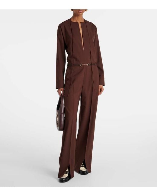 Gucci Red Jumpsuit Horsebit Aus Einem Wollgemisch