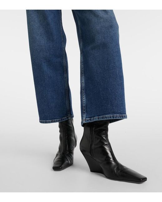 AG Jeans Blue High-Rise Wide-Leg Jeans