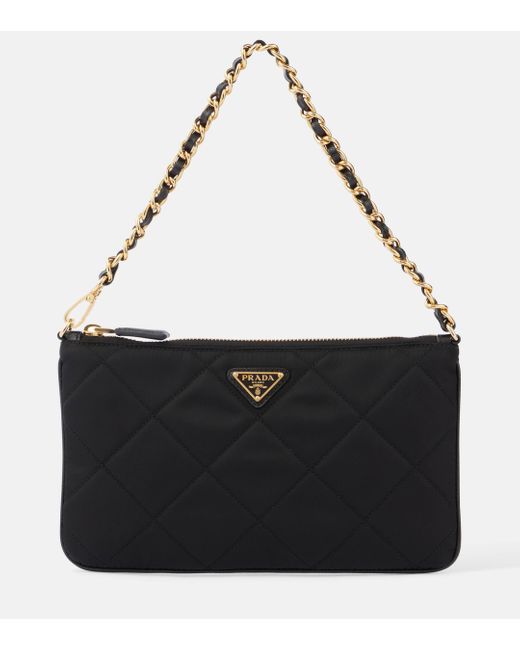 Prada Black Re-nylon Mini Leather-trimmed Shoulder Bag