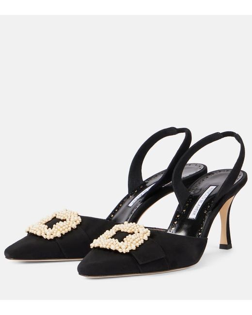 Escarpins Slingback Gibsli 70 En Daim A Ornements Manolo Blahnik en coloris Black
