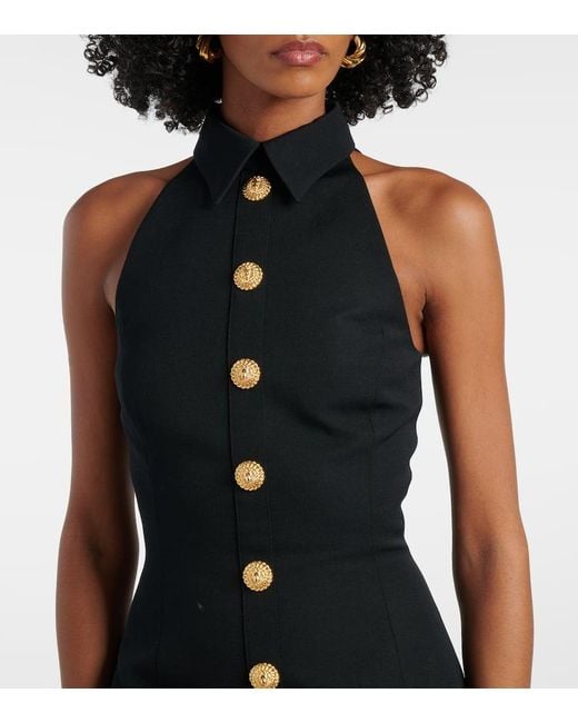 Balmain Black Minikleid Aus Wolle