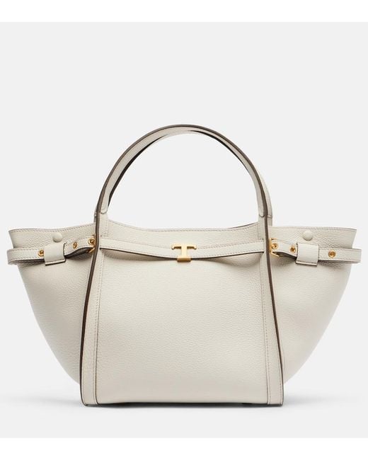 Tod's Metallic T Signature Small Leather Tote Bag