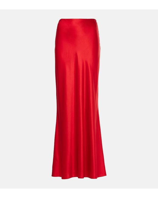 The Sei Red Silk Satin Maxi Skirt