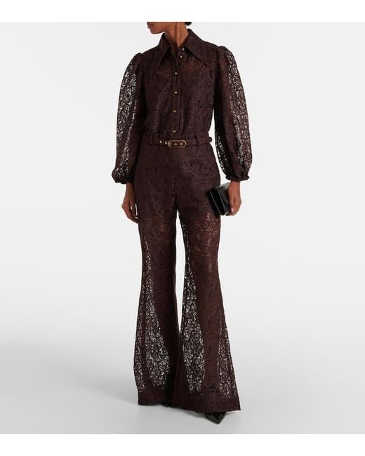 Zimmermann Brown Lace Flared Pants