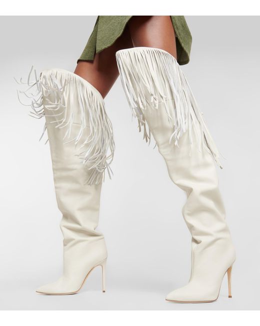 Paris Texas Fringed Leather Over-the-knee Boots in White | Lyst