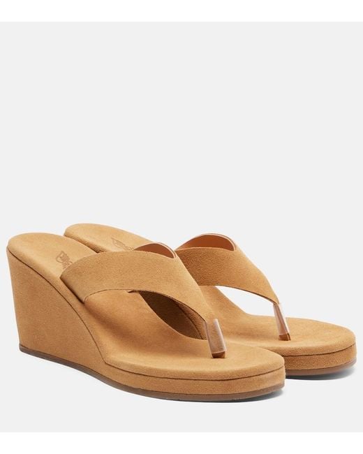 Ancient Greek Sandals Brown Charys Suede Wedge Thong Sandals
