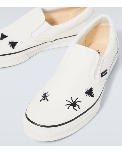 Undercover White Embroidered Cotton Canvas Slip-on Shoes for men