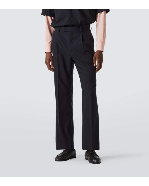 Auralee Blue Wool Straight Pants for men