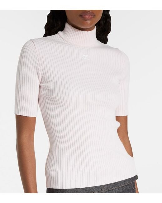 Courreges White Reedition Ribbed-Knit Top