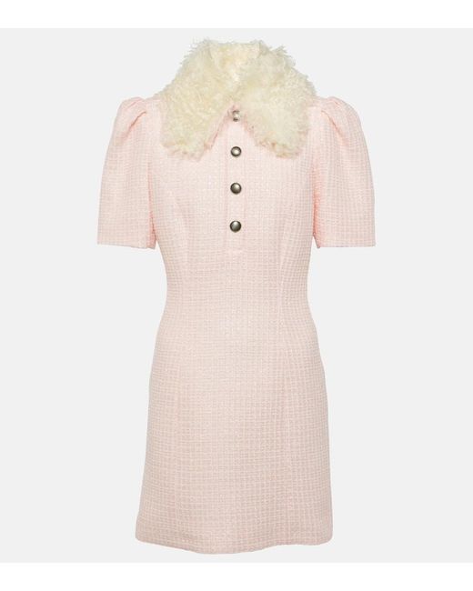Alessandra Rich Pink Verziertes Minikleid aus Tweed