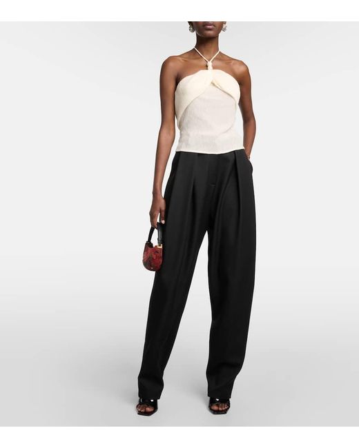 Magda Butrym Natural Embellished Halterneck Top