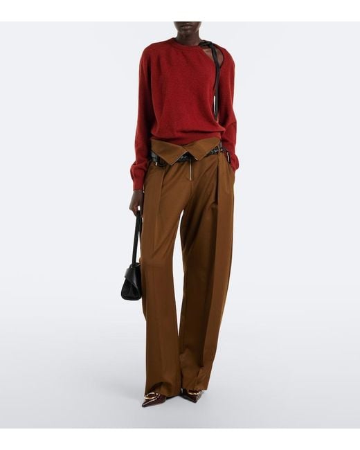 Ferragamo Red Cutout Wool And Cashmere-Blend Sweater