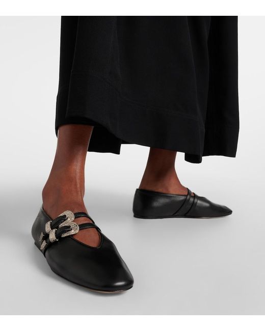 Le Monde Beryl Black Claudia Leather Ballet Flats