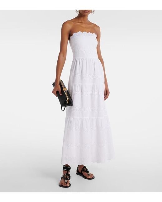Melissa Odabash White Sophie Broderie Anglaise Cotton Maxi Dress