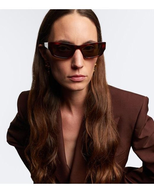 Saint Laurent Brown Jazz Rectangular Sunglasses
