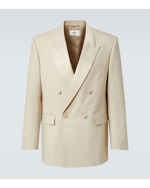 Saint Laurent Natural Wool Tuxedo Blazer With Satin Lapel for men