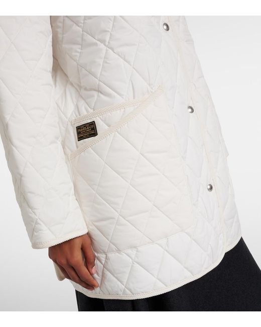 Polo Ralph Lauren White Logo Quilted Corduroy-Trimmed Coat