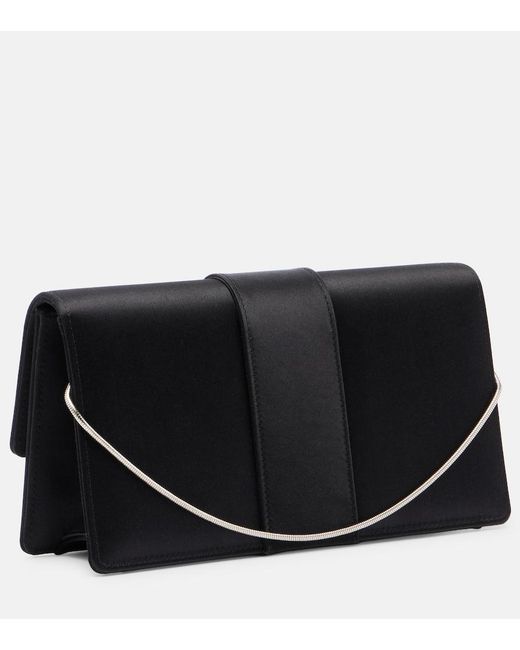 Manolo Blahnik Black Maycapjou Satin Clutch