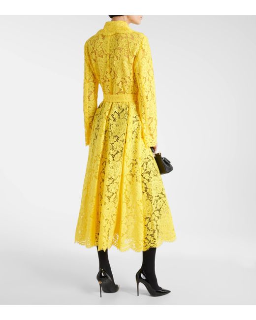 Dolce & Gabbana Yellow Lace Double-breasted Coat