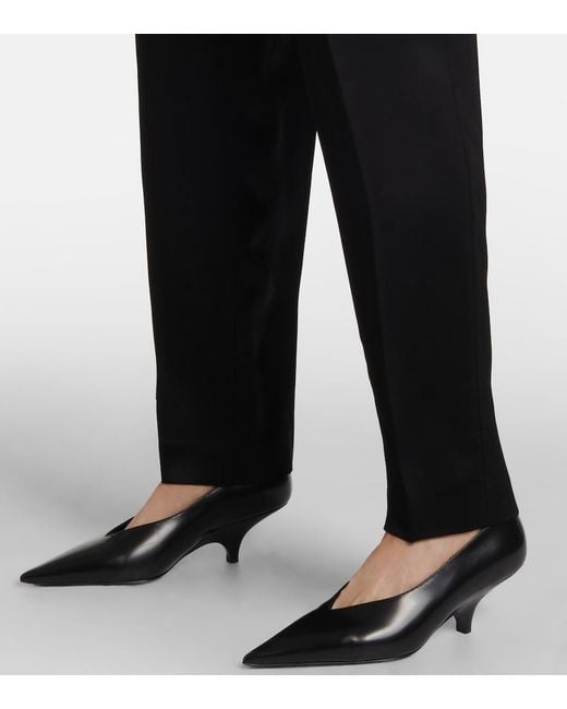 Totême  Black High-Rise Satin Straight Pants