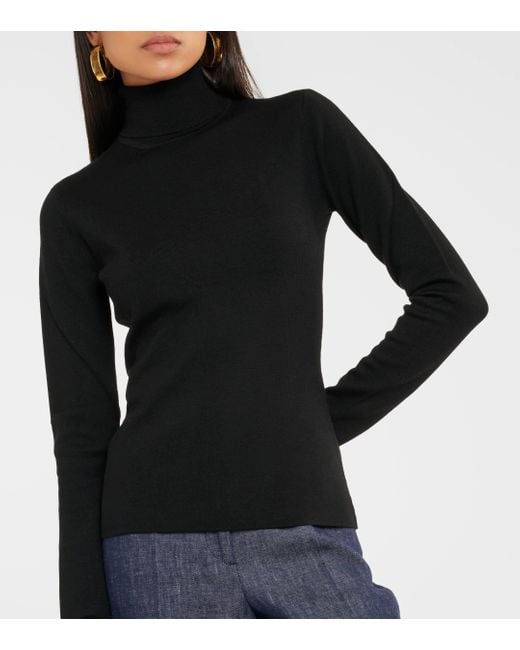 Gabriela Hearst Black May Wool, Cashmere And Silk Turtleneck Sweater