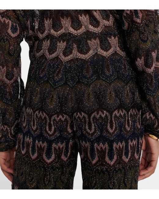 Missoni Black Intarsia Lame Flared Pants