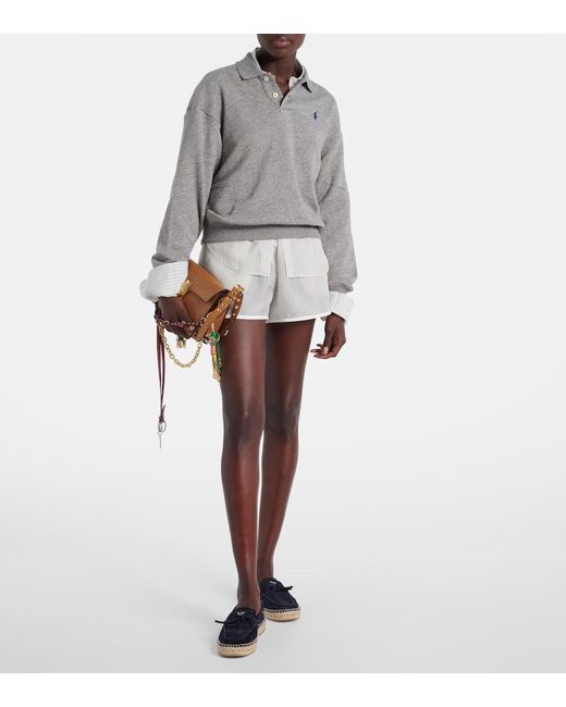 Polo Ralph Lauren Gray Cotton-Blend Polo Sweatshirt