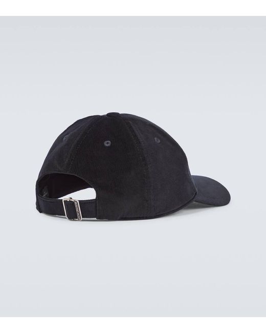 Cappello da baseball in velluto a coste di Saint Laurent in Black da Uomo