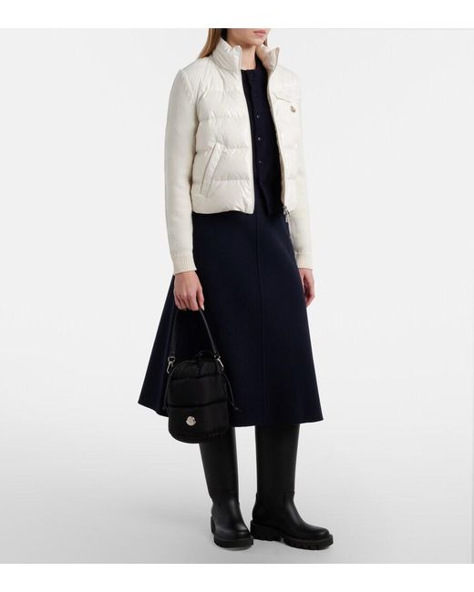 Moncler White Down-Paneled Wool Cardigan