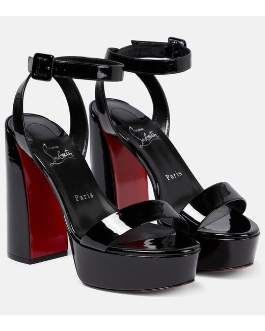 Christian Louboutin Black Movida Sabina Patent Leather Platform Sandals