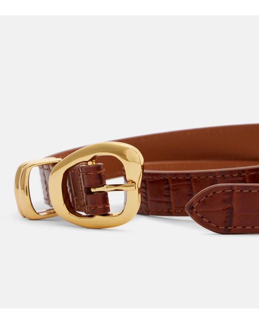 Amanu Brown Tugela Croc-Effect Leather Belt