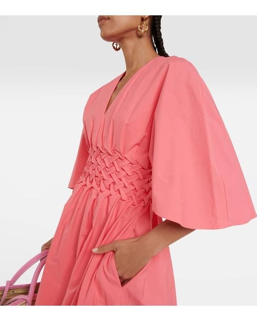 Robe Midi En Popeline De Coton À Plis Esti Roksanda en coloris Pink