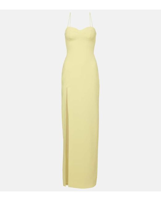 David Koma Yellow Side-Slit Corset Gown